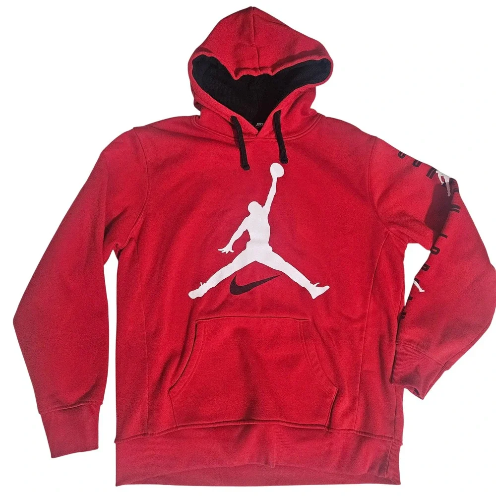 Nike Air Jordan Jumpman Hoodie Mens XL Red Pullover Sweatshirt Graphic Sleeve
